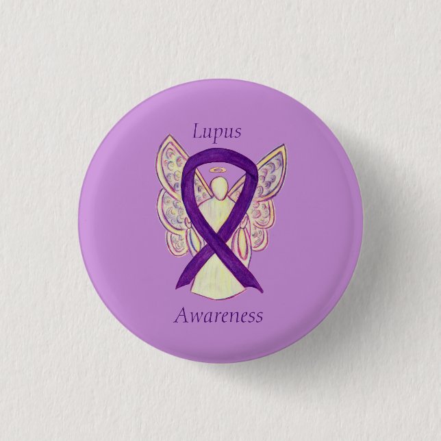 Badge Rond 2,50 Cm Lupus Purple Sensibilisation Ruban Angel personnal (Devant)