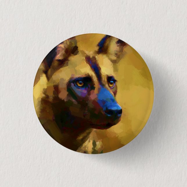 Badge Rond 2,50 Cm Lycaon Pictus (Devant)