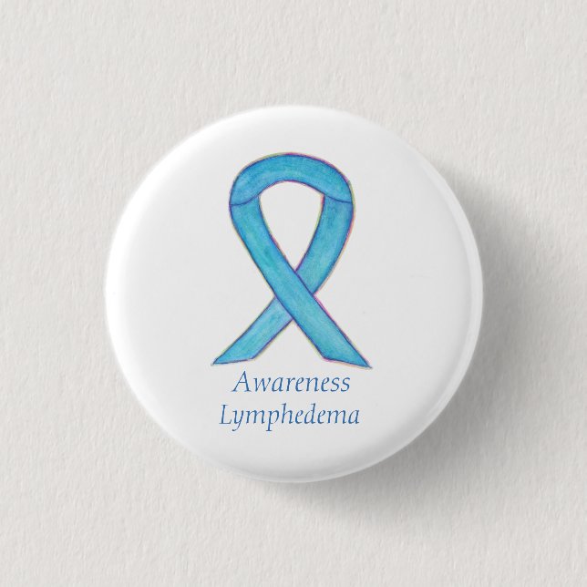 Badge Rond 2,50 Cm Lymphedema Sensibilisation Ruban Art Personnalisé  (Devant)