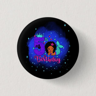 Badge Rond 2,50 Cm Ma Sirène d'anniversaire 5 ans