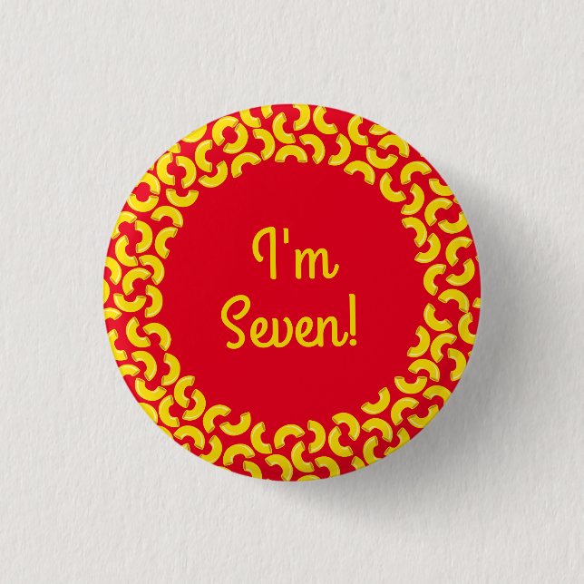 Badge Rond 2,50 Cm Mac et Fromage Enfant 1er Anniversaire Parti Macar (Devant)