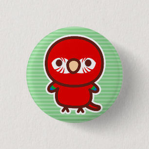 Badge Rond 2,50 Cm Macaw rouge et vert