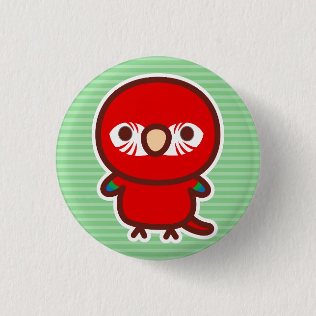 Badge Rond 2,50 Cm Macaw rouge et vert (Devant)