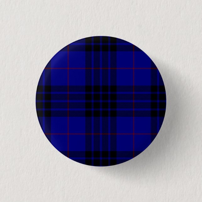 Badge Rond 2,50 Cm MacKay tartan bleu noir plaid (Devant)