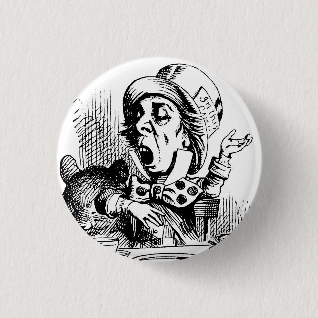 Badge Rond 2,50 Cm Mad Hatter par John Tenniel (Devant)
