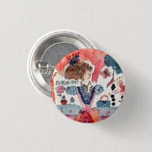 Badge Rond 2,50 Cm Madame Collection Brooch/PIn dans l'aquarelle