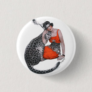 Badge Rond 2,50 Cm Madame et léopard