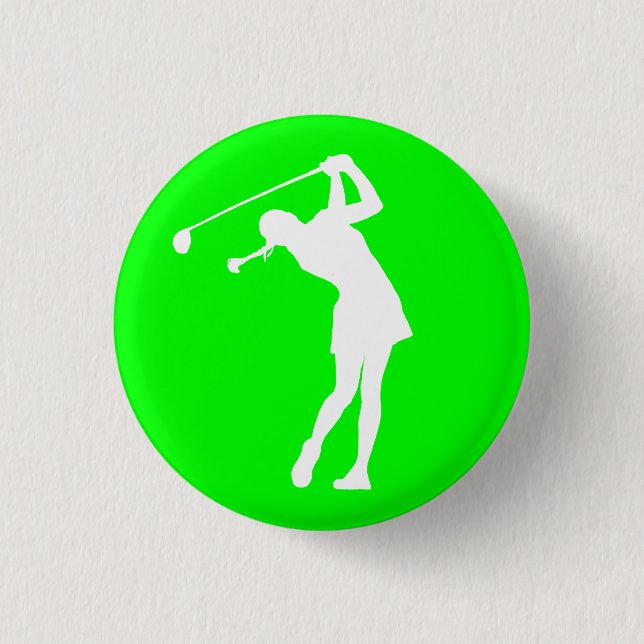 Badge Rond 2,50 Cm Madame Golfer Silhouette Button Green (Devant)