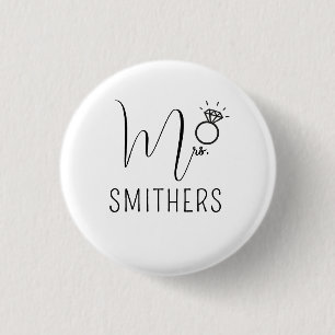 Badge Rond 2,50 Cm Madame Moderne Écriture Mariage Nouvellement Marié