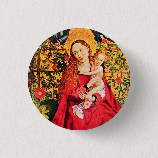 BADGE ROND 2,50 CM MADONNA DU ROSE BOWER (Devant)