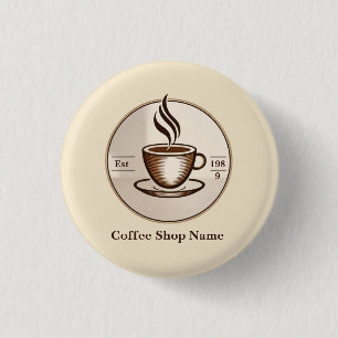 Badge Rond 2,50 Cm Magasin minimaliste Elegant Brown Café