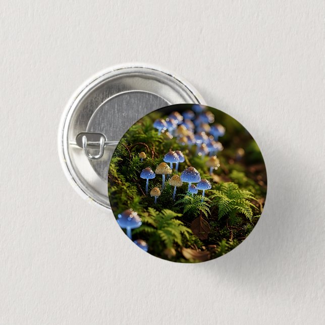 Badge Rond 2,50 Cm Magical Bioluminescent Fungi - Deep Forest (Devant & derrière)