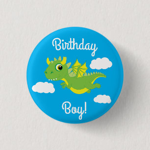 Badge Rond 2,50 Cm Magique Dragon mignonne 1er Bouton d'anniversaire