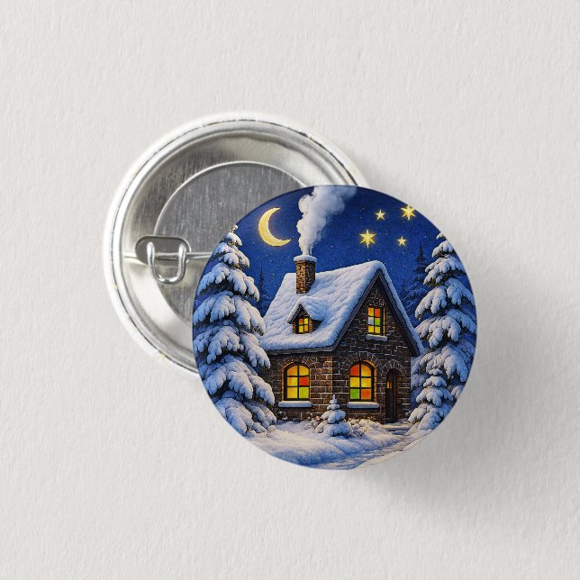 Badge Rond 2,50 Cm Magnifique thème de Noël (Devant & derrière)