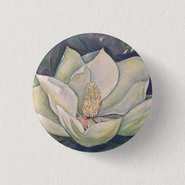 Badge Rond 2,50 Cm Magnolia en acier (Devant)