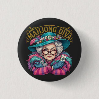 Badge Rond 2,50 Cm Mahjong Diva Funny Women's