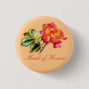 Badge Rond 2,50 Cm Maid of Honor orange thé rose mariage