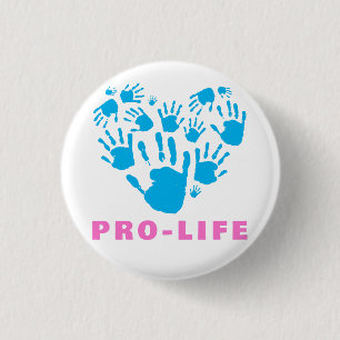 Badge Rond 2,50 Cm Main Pro-Vie en forme de cœur – Valoriser la sensi