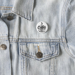 Badge Rond 2,50 Cm Mais d'abord Café Typographie de script moderne