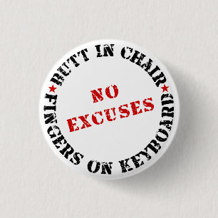 Badge Rond 2,50 Cm Mais dans la chaise Doigts sur le clavier AUCUN EX