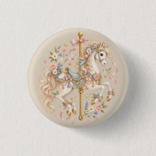 Badge Rond 2,50 Cm Maison de cheval de carrousel antique Cadeau Cotta