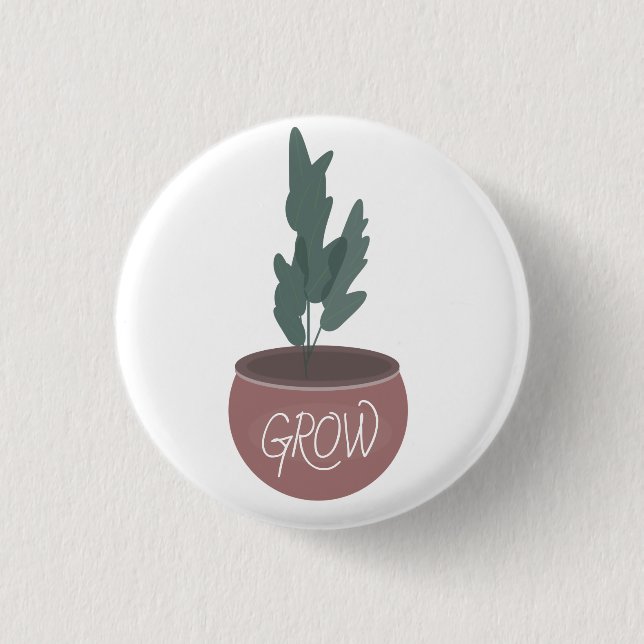 Badge Rond 2,50 Cm Maison de plantes botaniques ZZ Pot de verdure (Devant)