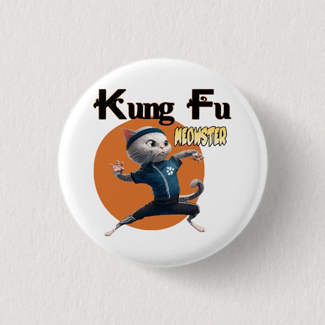 Badge Rond 2,50 Cm Maître Kung Fu Meowster (Devant)