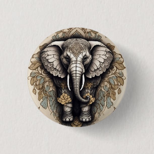 Badge Rond 2,50 Cm Majestic Elephant Mandala
