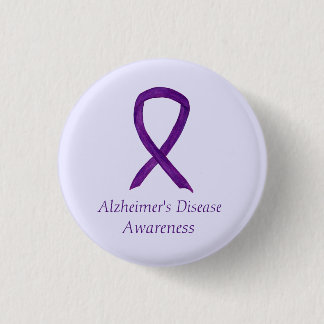 Badge Rond 2,50 Cm Maladie d'Alzheimer Ruban violet Peintures d'art p