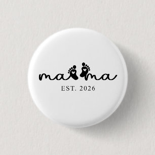 Badge Rond 2,50 Cm Mama 2026 Bouton de révélation de bébé
