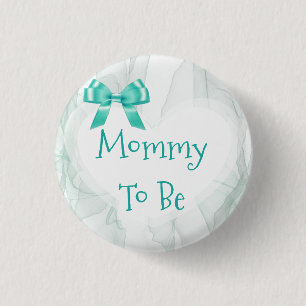 Badge Rond 2,50 Cm Maman à être bouton turquoise de baby shower de