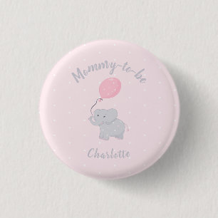 Badge Rond 2,50 Cm Maman à être   Jolie fille Baby shower éléphante