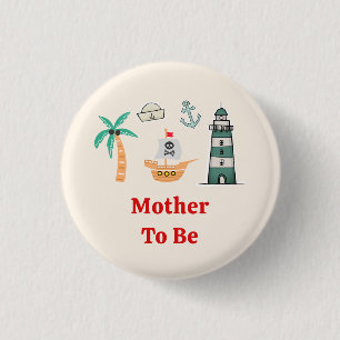 Badge Rond 2,50 Cm Maman à Venir Baby Shower Marin Phare