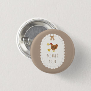 Badge Rond 2,50 Cm Maman à Venir Cottagecore Poule Poulet Baby Shower