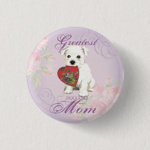 Badge Rond 2,50 Cm Maman de coeur de Westie