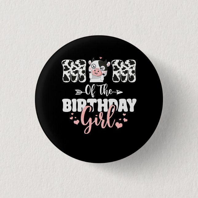 Badge Rond 2,50 Cm Maman de l'anniversaire ferme vache maman maman ma (Devant)