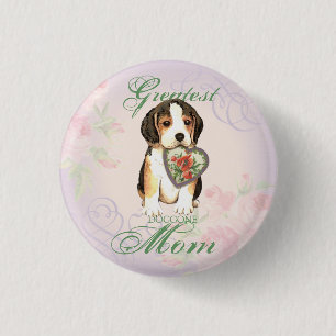 Badge Rond 2,50 Cm Maman du coeur beagle