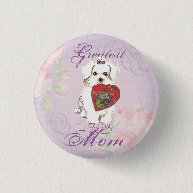 Badge Rond 2,50 Cm Maman du coeur maltais (Devant)