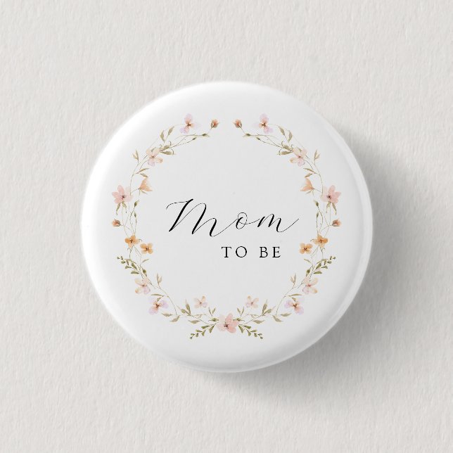 Badge Rond 2,50 Cm Maman fleur sauvage Pour Être Baby shower Floral (Devant)