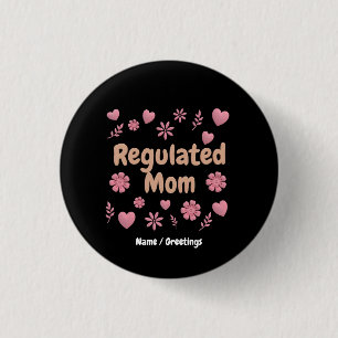 Badge Rond 2,50 Cm Maman régulée 3D Floral Rose Esthétique du Cœur