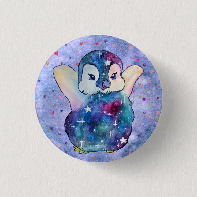 Badge Rond 2,50 Cm Manchot nommé Bouton (Devant)