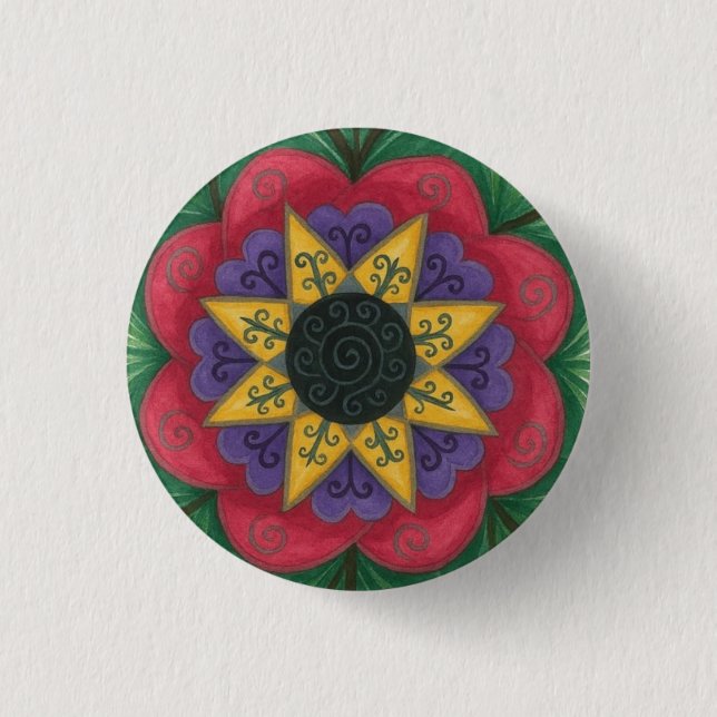 Badge Rond 2,50 Cm Mandala de jardin surélevé (Devant)