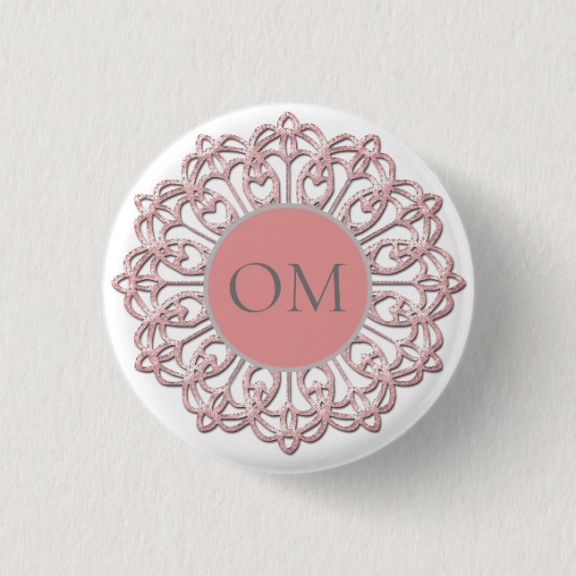 Badge Rond 2,50 Cm Mandala OM rose pastel (Devant)