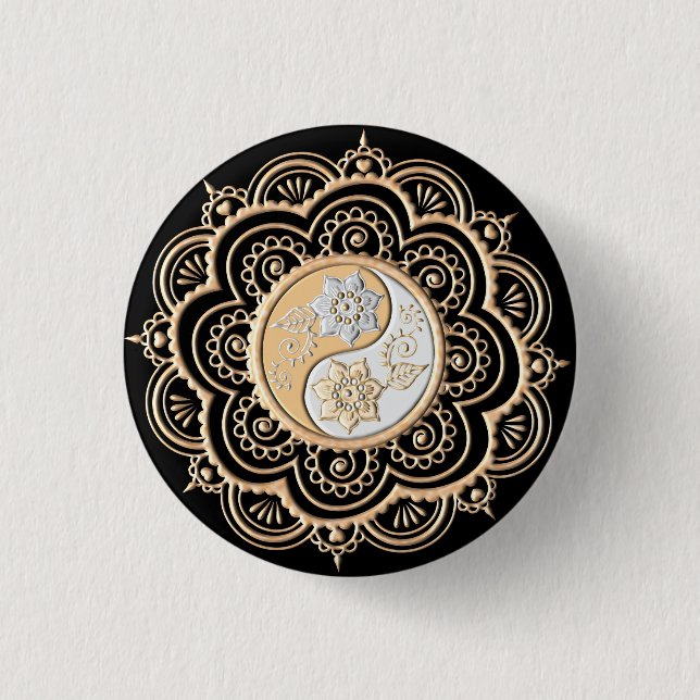 Badge Rond 2,50 Cm Mandala or et argent (Devant)