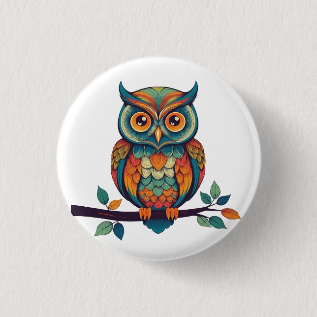 Badge Rond 2,50 Cm Mandala Owl (Devant)