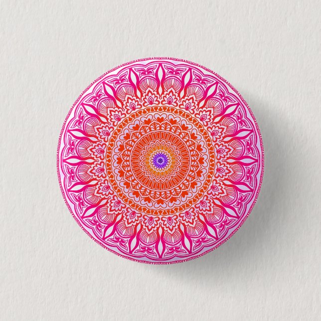 Badge Rond 2,50 Cm Mandala rose violet (Devant)