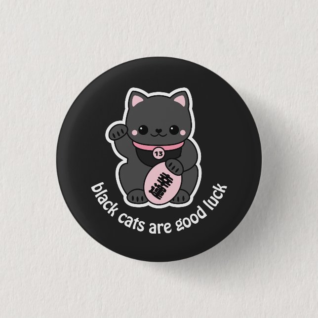 Badge Rond 2,50 Cm Maneki Neko noir (Devant)