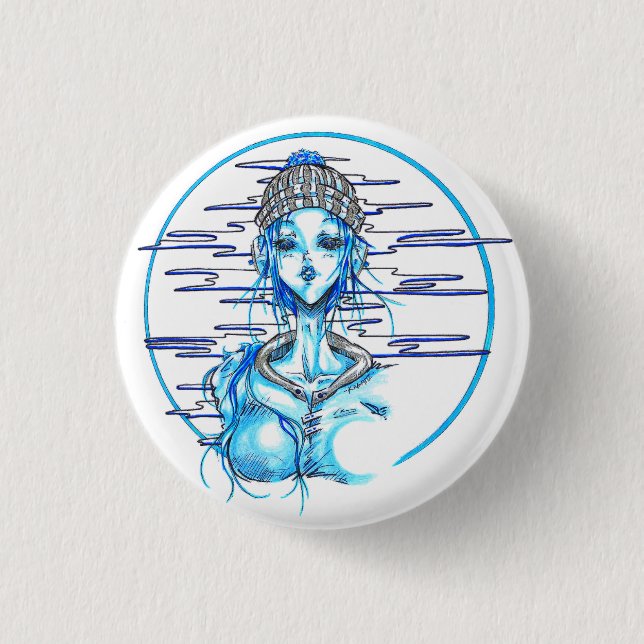 Badge Rond 2,50 Cm Manga girl snow blue (Devant)