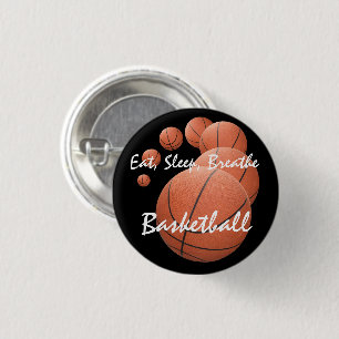Badge Rond 2,50 Cm "Mange, dors, respire le basket-ball"
