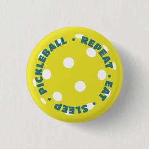 BADGE ROND 2,50 CM MANGER, DORMIR, PICKLEBALL, RÉPÉTER